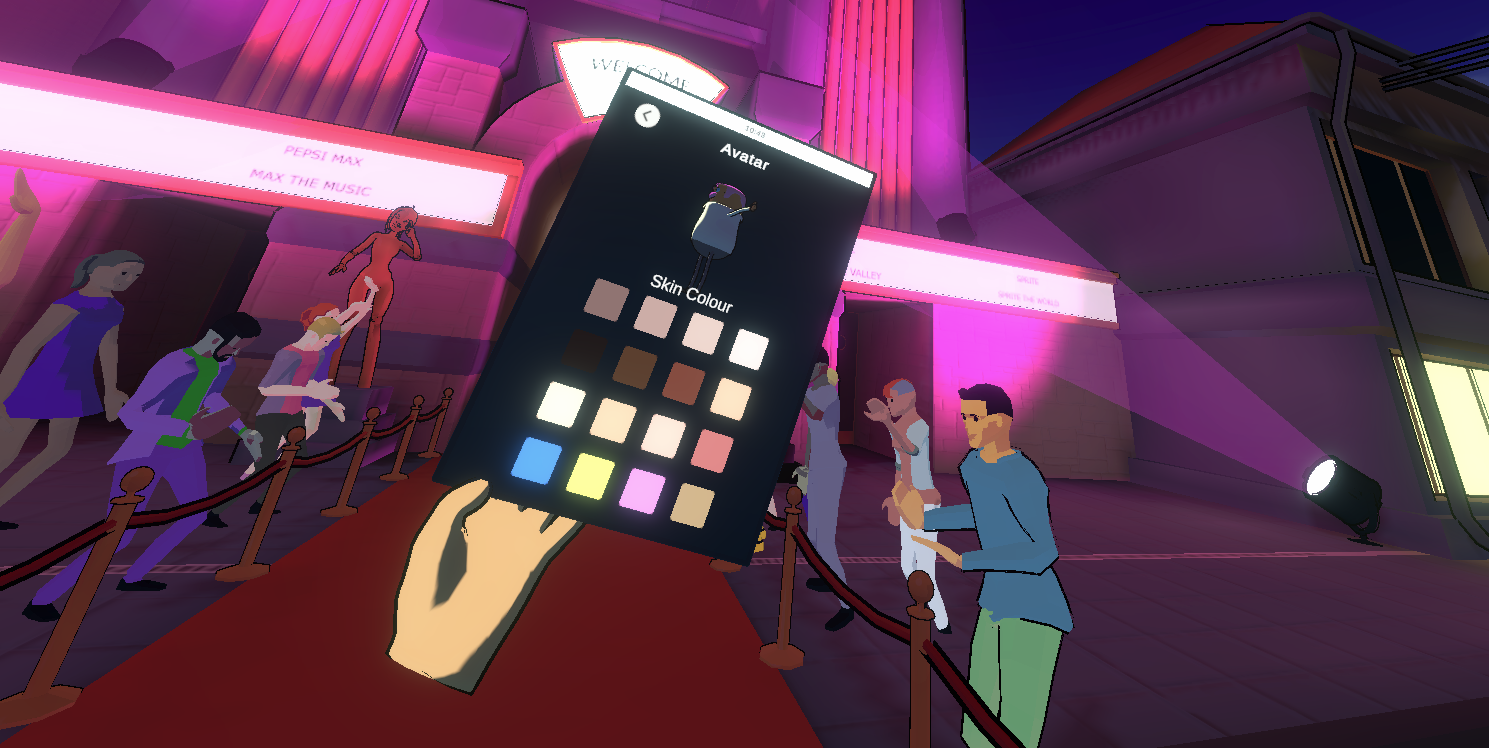 A tablet was used for the in game menu with features such as avatar customisation